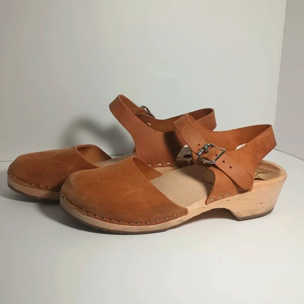 Lotta's Stockholm Wood Leather Highwood Brown Clogs Nubuck Leather 38/7.5 - Picture 8 of 12